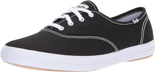 Keds Women's Champion Lace Up Sneaker, Black Canvas, 8.5