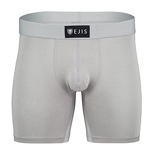 Ejis Sweat Defense Boxer Brief | Comfort Pouch | Sweat Proof Micro Modal (Large, Grey)