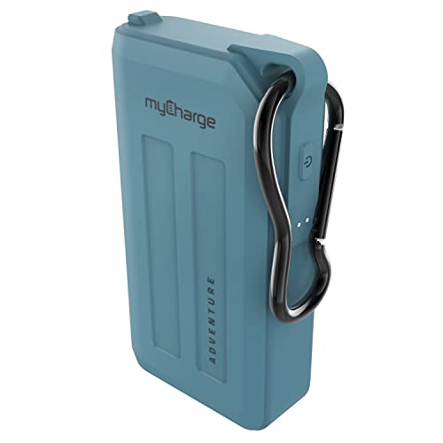 myCharge Portable Charger Waterproof Power Bank Adventure 6700mAh Internal Battery Fast Charging Rugged Heavy Duty Outdoor Small USB Battery Pack External Backup for Apple iPhone, iPad, Android – Blue