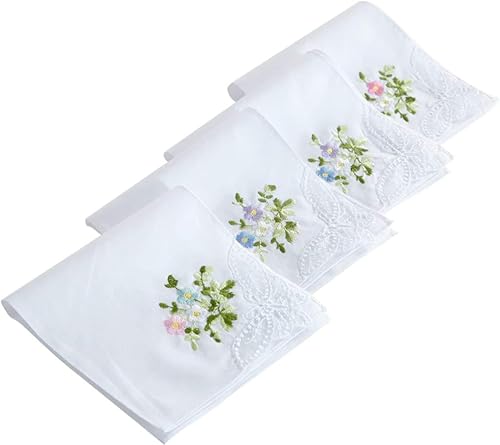 RDS HANKYTEX Cotton Embroidery Ladies' Handkerchiefs Lace Set of 6