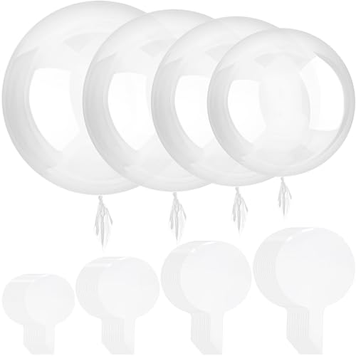 40 Pieces Bobo Balloons Transparent Bubble Bobo Balloon Praty Bobo Balloons Clean Bobo Balloons for Christmas Wedding Birthday Party Decorations (10 Inch, 18 Inch, 20 Inch, 24 Inch)
