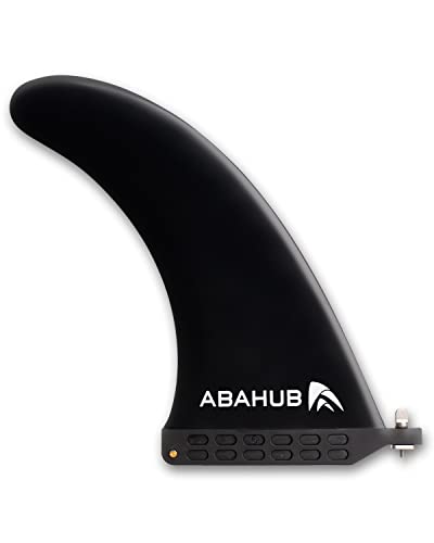 Abahub 9'' SUP Single Center Fin, No Tool Fin Screw, Fiberglass Reinforeced 9 inch SUP Replacement Fins for Surfboard, Stand-up Paddle Board, Longboard, Black