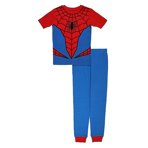 Marvel Boys' Spider-Man 2-Piece Snug-Fit Cotton Pajama Set, SPIDER COSTUME, 4