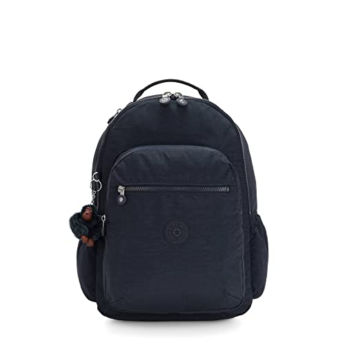 Kipling Women's Seoul 15' Laptop Backpack, Durable, Roomy with Padded Shoulder Straps, Built-in Protective Sleeve, True Blue Tonal 2, 12.75' L x 17.25' H x 9' D