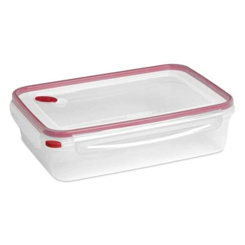 Sterilite Food Storage Container Ultra-Seal Clear Rectangular 16 Cup, Rocket Red Trim