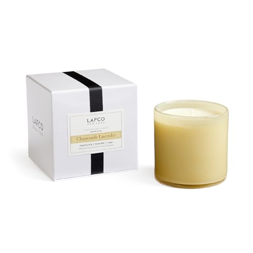 LAFCO New York Signature Candle, Chamomile Lavender - 15.5 oz - 90-Hour Burn Time - Reusable, Hand Blown Glass Vessel - Made in The USA