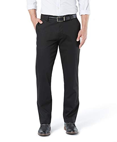 Dockers Men's Straight Fit Signature Lux Cotton Stretch Khaki Pant, Black, 34W x 32L