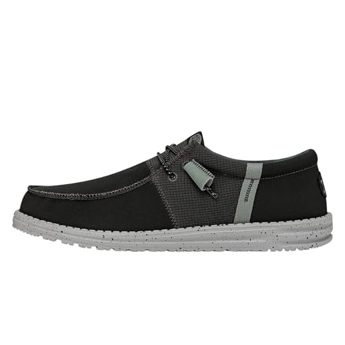 Hey Dude Wally Tri Nylon Trailhead Charcoal Size 11 | Men’s Shoes | Men's Slip-on Loafers | Comfortable & Light-Weight
