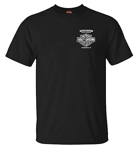 Harley-Davidson Men's Lightning Crest Crew-Neck Short Sleeve Cotton T-Shirt (XL) Black