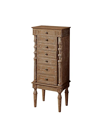 Acme Taline Wooden 6-Drawer Jewelry Armoire with Lift Top in Weathered Oak