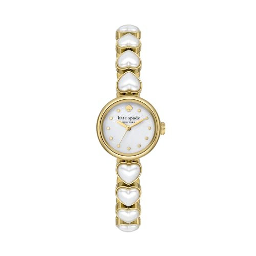 Kate Spade New York Women's Monroe Quartz Stainless Steel and Heart Pearl Three-Hand Watch, Color: Gold/Pearl (Model: KSW1815)