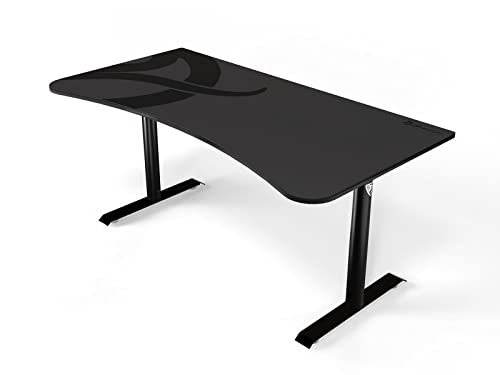 Arozzi Arena Ultrawide Curved Gaming and Office Desk with Full Surface Water Resistant Desk Mat Custom Monitor Mount Cable Management Cut Outs Under The Desk Cable Management Netting - Dark Grey