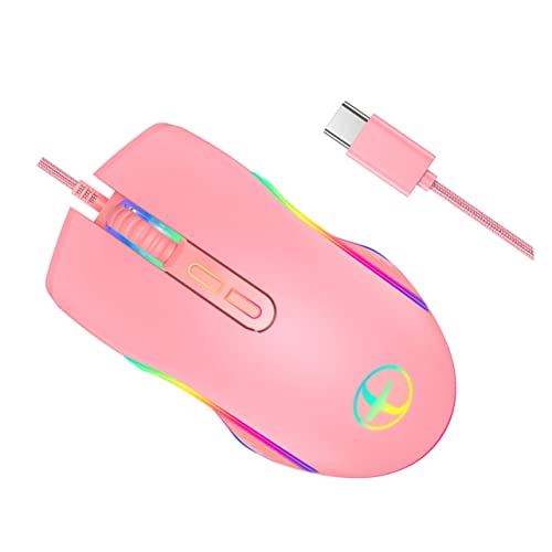 USHOBE Mouse Lovely Computer Mice USB Laptip Led Light Wired Led Gaming Light up Linux Laptop RGB Latop Ssd Laptop Adorable Lap Desks Light Pink Laptopp Adjustable Abs Accessories Girl