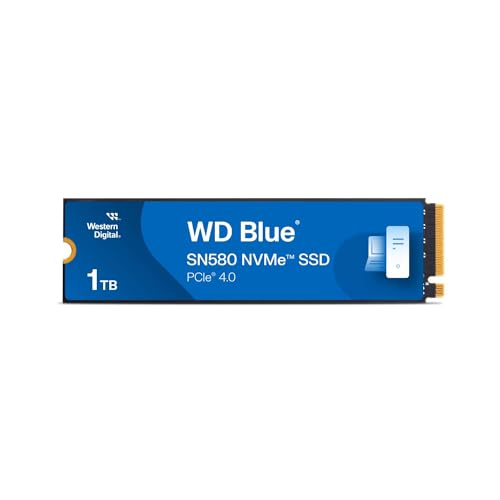 Western Digital 1TB WD Blue SN580 NVMe Internal Solid State Drive SSD - Gen4 x4 PCIe 16Gb/s, M.2 2280, Up to 4,150 MB/s - WDS100T3B0E