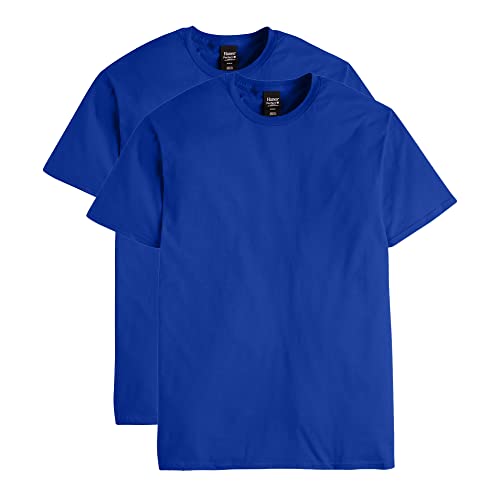 Hanes Men's Nano Premium Cotton T-Shirt (Pack of 2), Deep Royal, X-Large