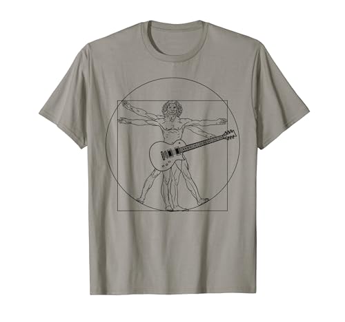 Funny Guitar Player Da Vinci Vitruvian Man Musicians T-Shirt