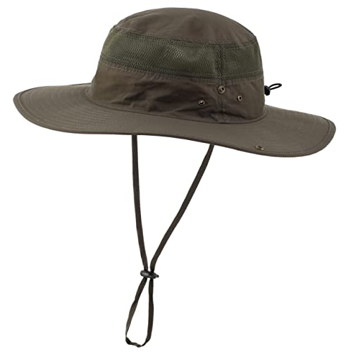 Connectyle Outdoor Mesh Sun Hat Wide Brim Sun Protection Hat Summer Fishing Hunting Hiking Gardenig Hat Army Green
