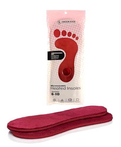 Snook-Ease Heated Insoles Shoe Warmer Inserts - Foot & Toe Warmers for Winter, Microwavable Insoles for Women, Reheatable & Washable Fits All Footwear Slippers, Socks, Boots Cut to Size, Made in USA