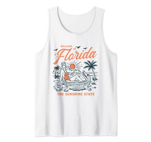 Welcome to Florida funny vintage gator beach sunshine state Tank Top