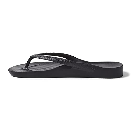ARCHIES Footwear - Flip Flop Sandals – Offering Great Arch Support and Comfort - Black (Women's US 7/Men's US 6)