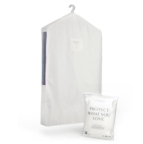 Hayden Hill Luxury Organic Cotton Garment Storage Bag - Short 40 Inch - Breathable & Moth-Proof Hanging Clothes Bag for Short Dresses, Jackets & Suits Organization - Certified Carbon Neutral