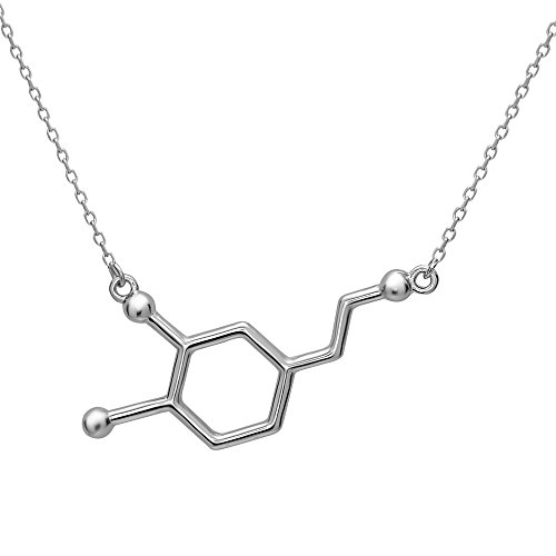 Dopamine Molecule Necklace by Silver Phantom Jewelry (Silver)