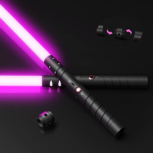 jvmusaber Lightsaber,Metal Hilt Force Fx Dueling Double Light Saber,Rechargeable 2-in-1 Real 15 Colors Length 40 inches,Suitable Toys for Adults and Kids,Christmas Day, Birthday Gifts, Black
