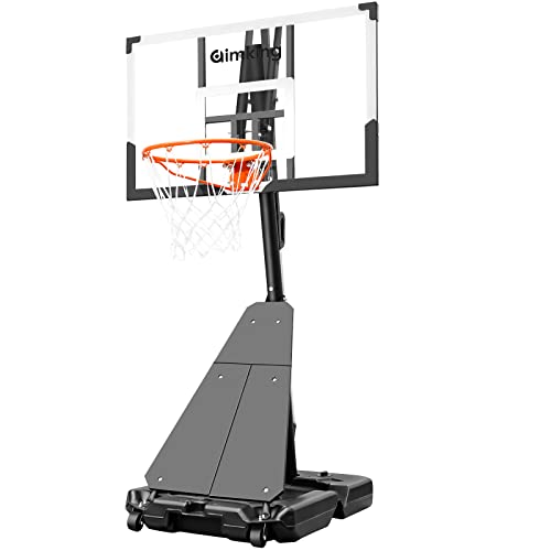 Aimking Portable Basketball Hoop Outdoor System with 44 Inch Shatterproof Backboard, 4.8FT-10FT Height Adjustable Basketball Goal System for Youth/Teens/Adults Indoor Outdoor