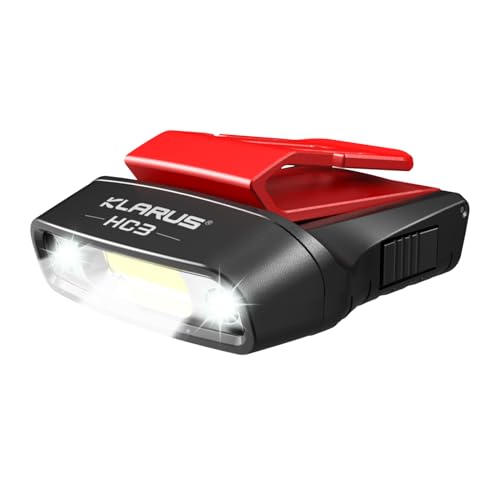 klarus HC3 Rechargeable Motion Sensor Cap Visor Light - 100 Lumens COB LED Clip on Hat Light - Headlamp Flashlight with Red Light for Fishing Running Camping Reading
