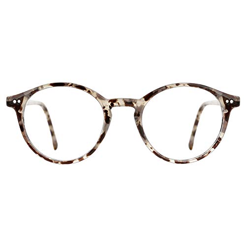 TIJN Blue Light Blocking Glasses Men Women Vintage Thick Round Rim Frame Eyeglasses(Marble Tortoise)