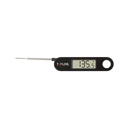 Taylor 1476 Instant Read Digital Meat Food Grill BBQ Cooking Kitchen Thermometer, Folding Probe, Black