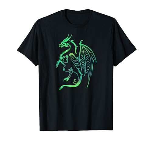 Dragon Vintage Green Color Medieval Fantasy Creature Graphic T-Shirt