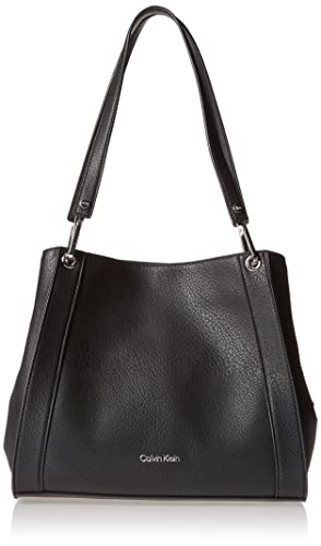 Calvin Klein Reyna Novelty Triple Compartment Shoulder Bag, Black/Silver Combo,One Size