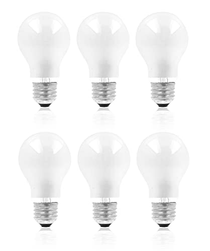 Mandala Crafts Rough Service Appliance Light Bulbs 60-Watt Light Bulbs - Dimmable E26 A19 Bulb Pack of 6 - Appliance Frosted Incandescent Light Bulbs 60 Watt Soft White