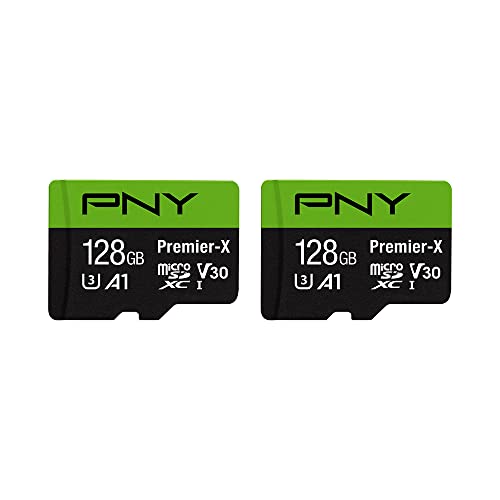 PNY 128GB Premier microSDXC Class 10 U3 V30 A1 Memory Card 2-Pack - 100MB/s, 4K UHD, Full HD, UHS-I, micro SD