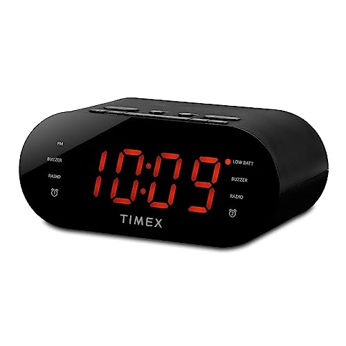 Timex T231G AM/FM Dual Alarm Clock Radio with 1.2-Inch Display and Line-In Jack (Gunmetal)