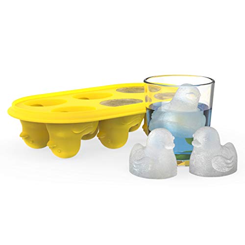 TrueZoo Quack the Ice Duck Ice Cube Tray, Novelty Animal Ice Mold, Large, Makes 6 Ice Cubes, Yellow, Set of 1