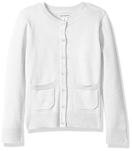 Amazon Essentials Toddler Girls' Uniform Slim Fit Cardigan Sweater, White, 4T