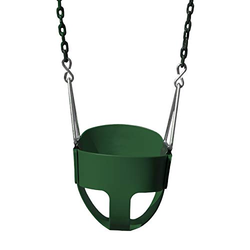 Gorilla Playsets 04-0008-G/G Full Bucket Toddler Swing, Bucket, Green 60' Plastic Coated Chains, 50 Lb Capacity