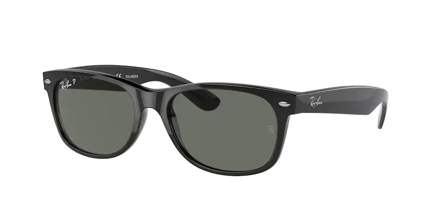 Ray-Ban RB2132 NEW WAYFARER Sunglasses for Men for Women + BUNDLE with Designer iWear Eyewear Kit (Black/Polar Green Polarized)