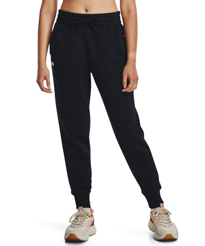 Under Armour Womens Rival Fleece Joggers, (001) Black / / White, Medium