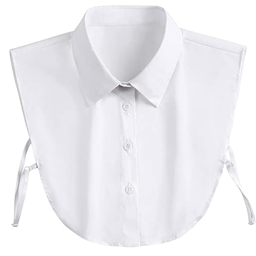 Shinywear Detachable White Collar Shirt for Office Lady Girls Decorative Peaked Fake Lapel Dickey Half Blouse OL Formal Unifoms(White Pointed Collar)