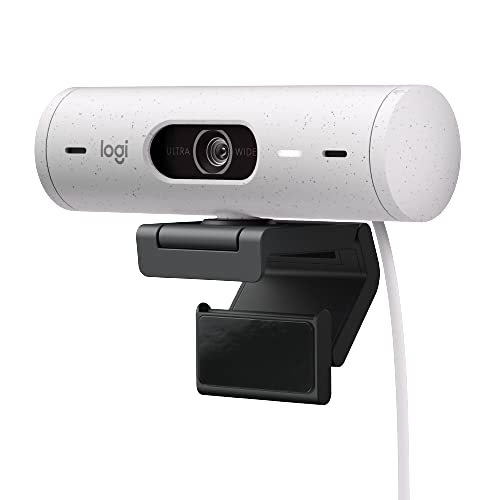 Logitech Brio 500 Full HD Webcam with Auto Light Correction,Show Mode, Dual Noise Reduction Mics, Webcam Privacy Cover, Works with Microsoft Teams, Google Meet, Zoom, USB-C Cable - Off White