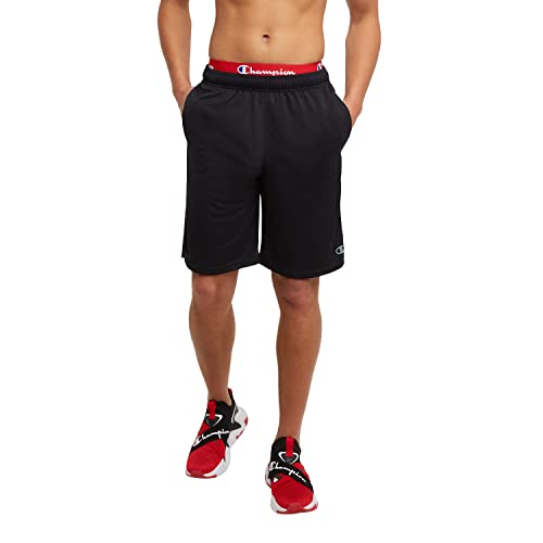 Champion Mens Sport Shorts, Moisture Wicking, Athletic Gym (Reg. Big & Tall), Black C Logo, Large US