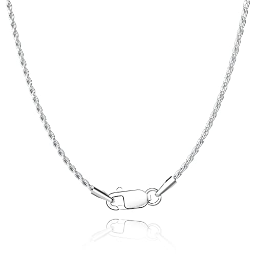 Jewlpire Diamond Cut 925 Sterling Silver Chain Rope Chain Italian Silver Necklace Chain for Women Men Super Shiny Durable 1.35mm Size 24 Inch