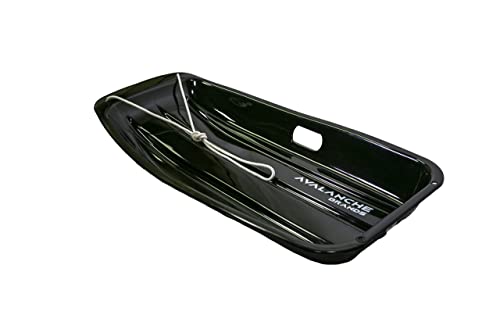 Avalanche Brands - Classic Downhill Toboggan Snow Sled Includes Pull Rope and Handles (Black 35')