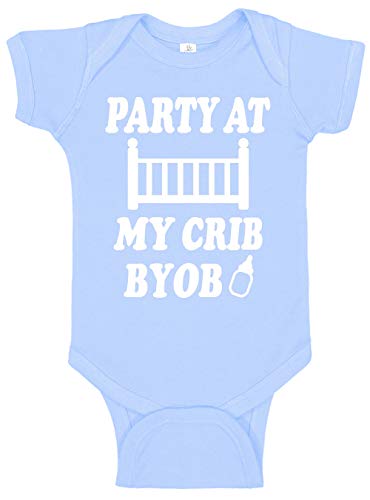 Reaxion Funny Cute Baby Boy Girl Party At My Crib Bodysuits | Handmade Clothes For Infant Newborns (6 Months, Carolina)