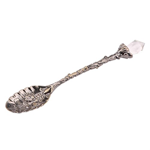 YJYdada Crystal Head Pattern Style Coffee Sugar Tea Dessert Spoon Fork Kitchen Tableware (B)