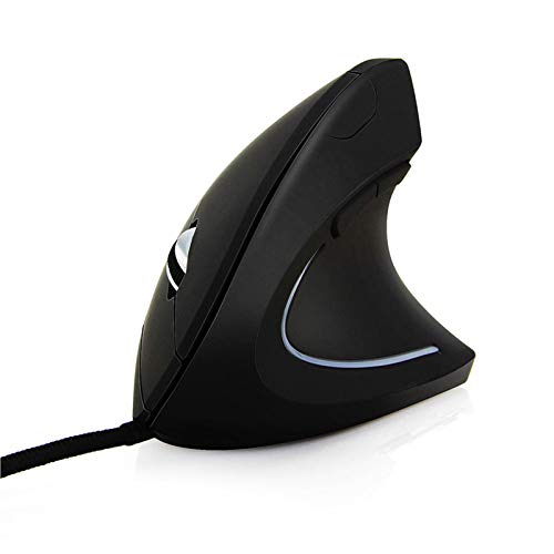 CHUYI Ergonomic Vertical Wired Mouse 3200 DPI LED Backlit Light 5 Buttons Optical Corded Office Mouse with a 4.62ft Cord for PC Computer Laptop Notebook for Right Hand (Black)