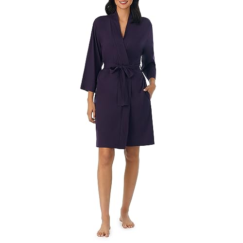 Nautica Women's Sleepwear Cotton Jersey Knit Robe (Regular and Plus Size) - Eggplant, Large